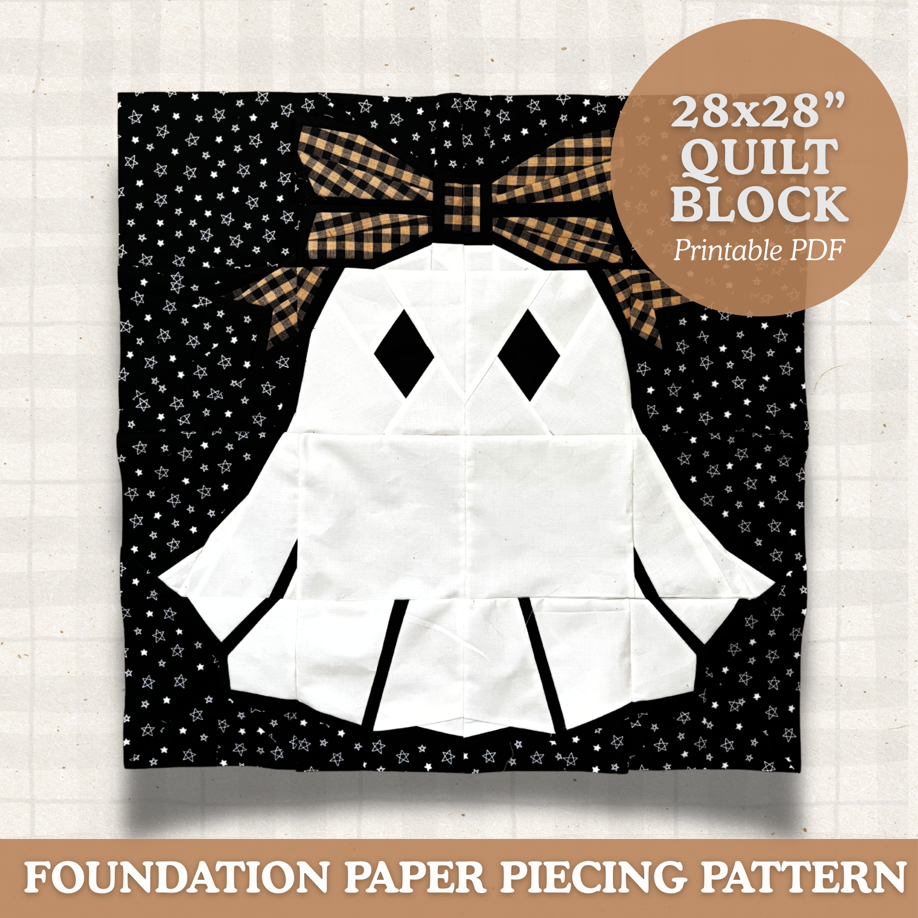 👻 Literally Just a Ghoul – Quilt Block Pattern (FPP Printable PDF)