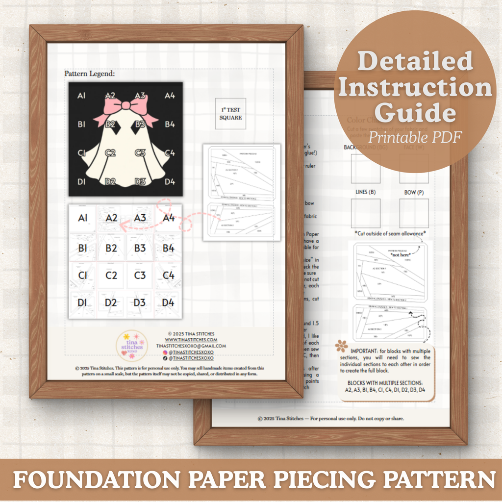 👻 Literally Just a Ghoul – Quilt Block Pattern (FPP Printable PDF)